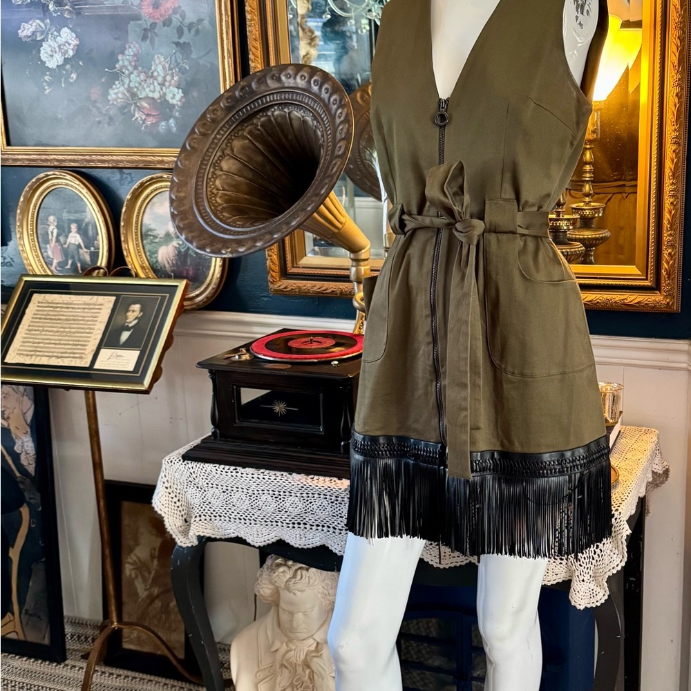 Alexis Olive Fringe Dress